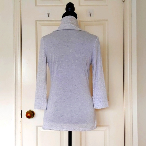 NWOT. The Limited Modal and Wool Light Grey Cowl Neck Top with 3/4 sleeve. - Picture 2 of 4